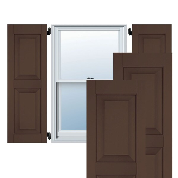 Ekena Millwork 12"W x 35"H Exterior Real Wood Pine Raised Panel Shutters, Tudor Brown PR RWR12X035TBP - main